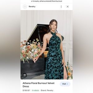 Revelry Athena floral burnout velvet dress in emerald size 8